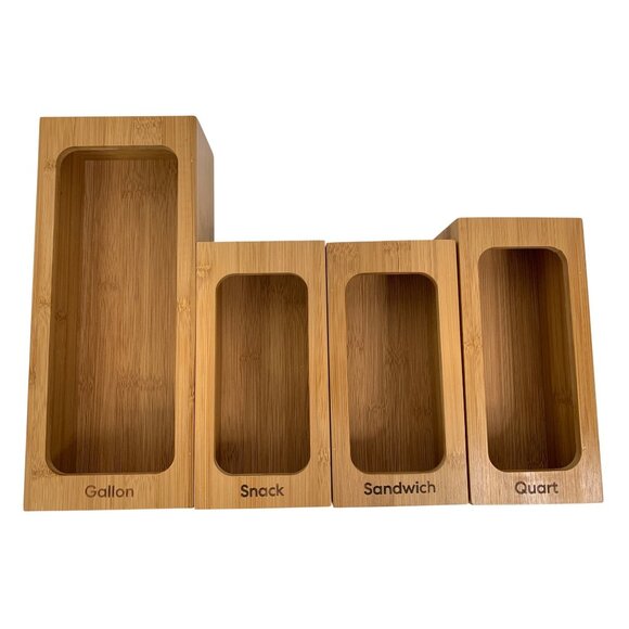 Bamboo Bag Storage Organizer Set For Kitchen AA10684 - Picture 2 of 4